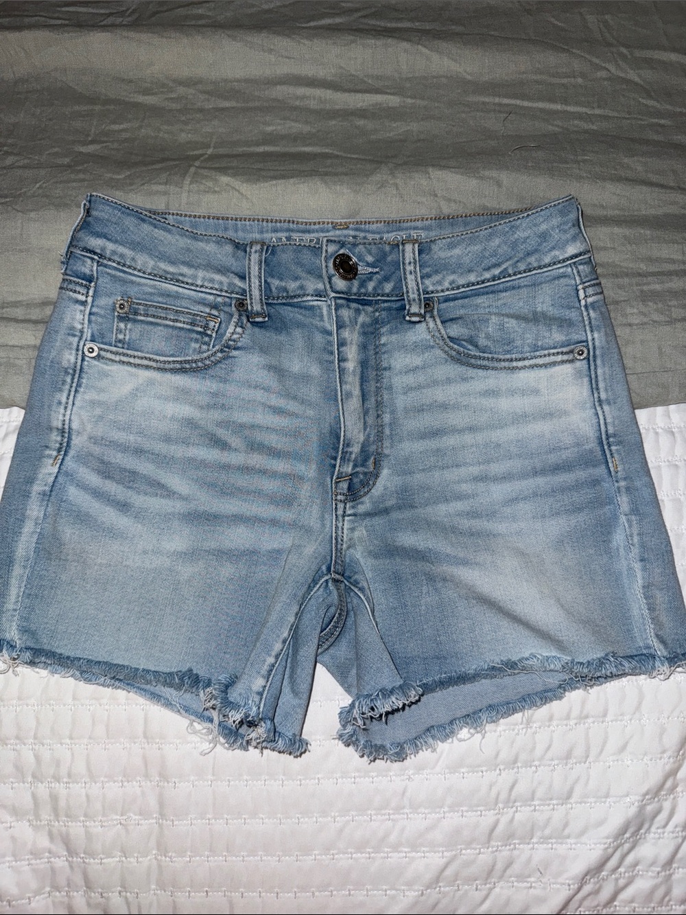 American Eagle Outfitters Light Blue Denim Frayed Hem Shorts